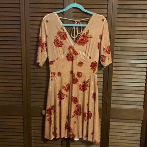 Peach/Mauve velvet minidress